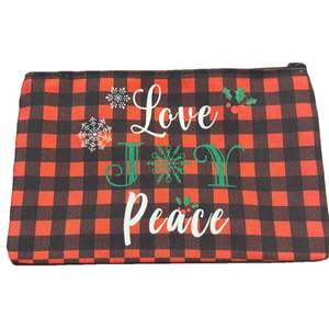 2/$10 Holiday Love Joy Peace Cosmetic Makeup Bag With Zipper